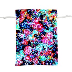 Neon Floral  Lightweight Drawstring Pouch (xl) by 3cl3ctix