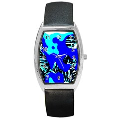 Abstract Tropical Barrel Style Metal Watch