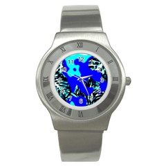 Abstract Tropical Stainless Steel Watch