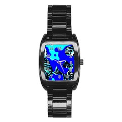 Abstract Tropical Stainless Steel Barrel Watch