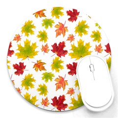 Bright Autumn Leaves Round Mousepads by SychEva