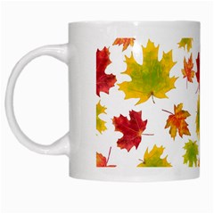 Bright Autumn Leaves White Mugs by SychEva