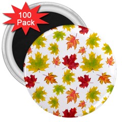 Bright Autumn Leaves 3  Magnets (100 Pack) by SychEva