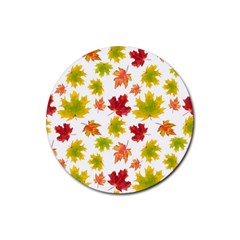 Bright Autumn Leaves Rubber Coaster (round) by SychEva