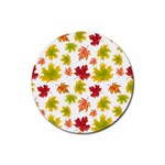 Bright Autumn Leaves Rubber Coaster (Round) Front