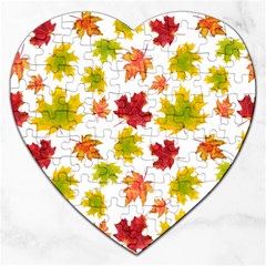 Bright Autumn Leaves Jigsaw Puzzle (heart) by SychEva