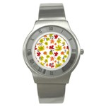 Bright Autumn Leaves Stainless Steel Watch Front