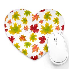 Bright Autumn Leaves Heart Mousepads by SychEva