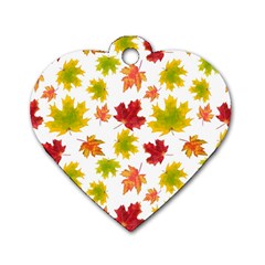 Bright Autumn Leaves Dog Tag Heart (two Sides) by SychEva