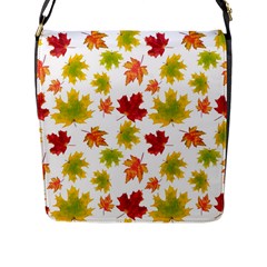 Bright Autumn Leaves Flap Closure Messenger Bag (l) by SychEva