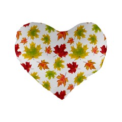 Bright Autumn Leaves Standard 16  Premium Flano Heart Shape Cushions by SychEva