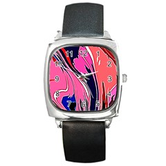 Painted Marble Square Metal Watch