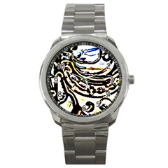 Faux Baroque Print Sport Metal Watch by 3cl3ctix