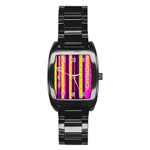 Warped Stripy Dots Stainless Steel Barrel Watch Front