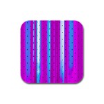 Warped Stripy Dots Rubber Square Coaster (4 pack) Front