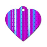 Warped Stripy Dots Dog Tag Heart (Two Sides) Front