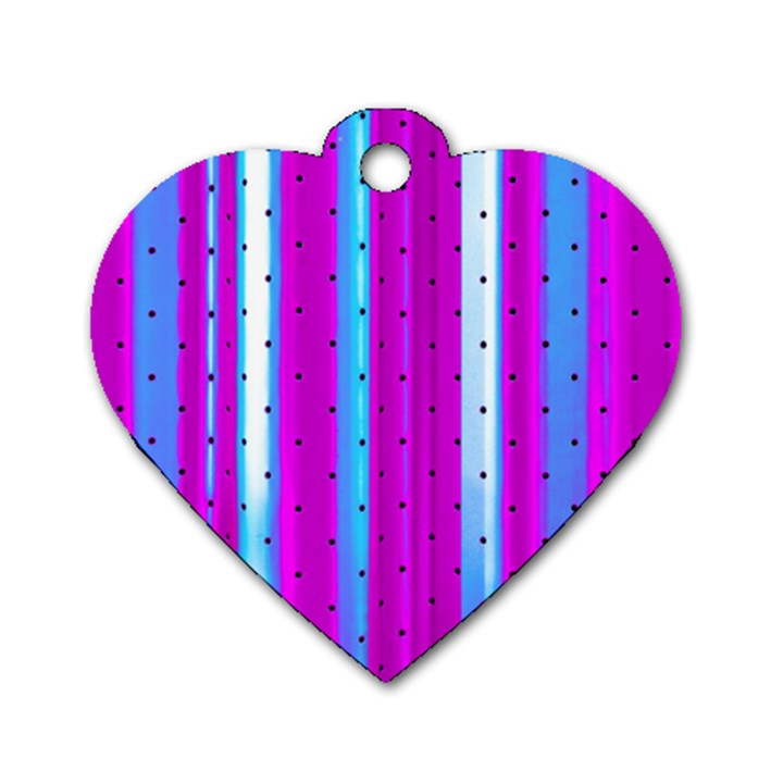 Warped Stripy Dots Dog Tag Heart (Two Sides)