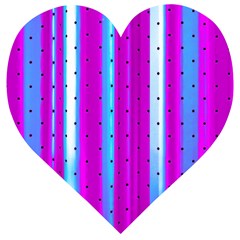 Warped Stripy Dots Wooden Puzzle Heart