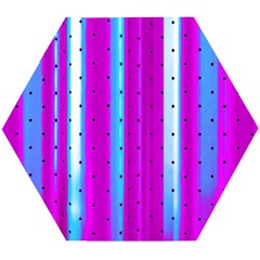 Warped Stripy Dots Wooden Puzzle Hexagon