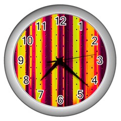 Warped Stripy Dots Wall Clock (silver) by essentialimage365