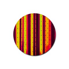 Warped Stripy Dots Rubber Round Coaster (4 Pack) by essentialimage365