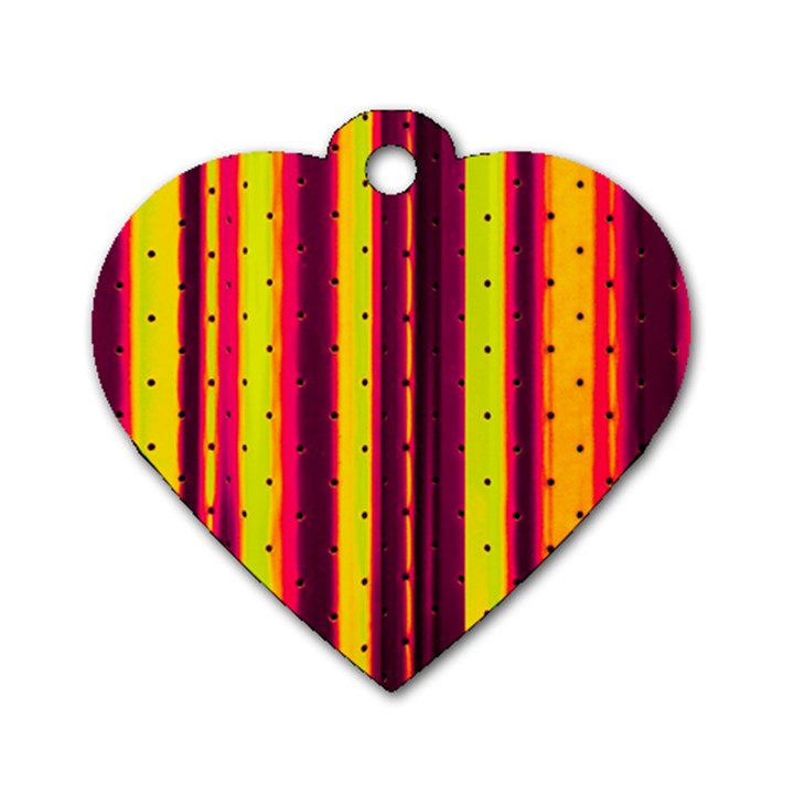 Warped Stripy Dots Dog Tag Heart (Two Sides)