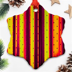 Warped Stripy Dots Snowflake Ornament (two Sides)