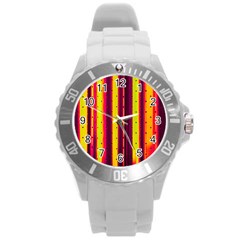 Warped Stripy Dots Round Plastic Sport Watch (l) by essentialimage365