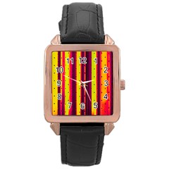 Warped Stripy Dots Rose Gold Leather Watch  by essentialimage365