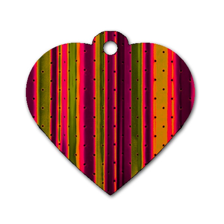 Warped Stripy Dots Dog Tag Heart (Two Sides)