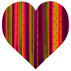 Warped Stripy Dots Wooden Puzzle Heart