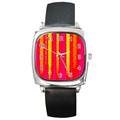 Warped Stripy Dots Square Metal Watch by essentialimage365