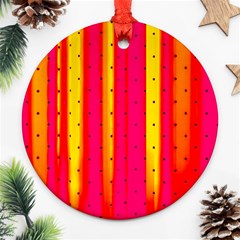 Warped Stripy Dots Round Ornament (two Sides)