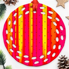 Warped Stripy Dots Round Filigree Ornament (two Sides)