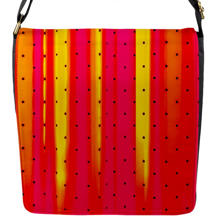 Warped Stripy Dots Flap Closure Messenger Bag (S)