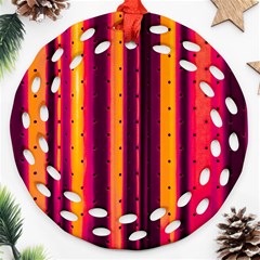 Warped Stripy Dots Round Filigree Ornament (two Sides)