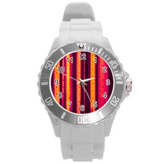 Warped Stripy Dots Round Plastic Sport Watch (l) by essentialimage365