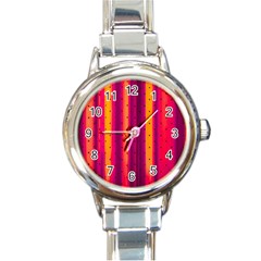 Warped Stripy Dots Round Italian Charm Watch