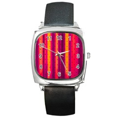 Warped Stripy Dots Square Metal Watch