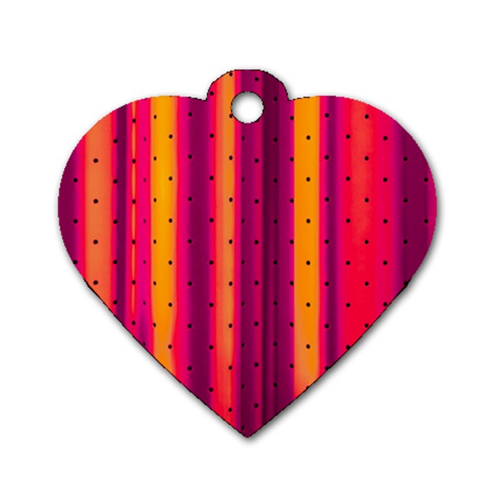 Warped Stripy Dots Dog Tag Heart (One Side)