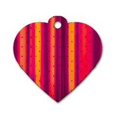 Warped Stripy Dots Dog Tag Heart (Two Sides)