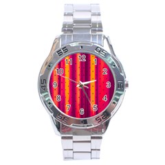 Warped Stripy Dots Stainless Steel Analogue Watch