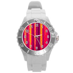 Warped Stripy Dots Round Plastic Sport Watch (L)