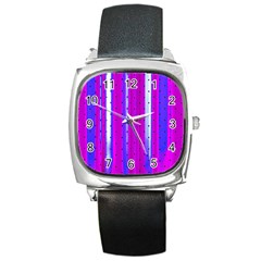 Warped Stripy Dots Square Metal Watch by essentialimage365