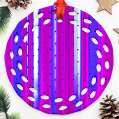 Warped Stripy Dots Round Filigree Ornament (two Sides) by essentialimage365