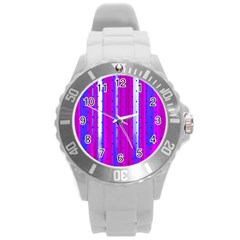 Warped Stripy Dots Round Plastic Sport Watch (l) by essentialimage365