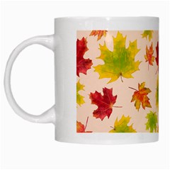 Bright Autumn Leaves White Mugs by SychEva