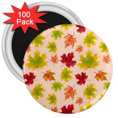 Bright Autumn Leaves 3  Magnets (100 Pack) by SychEva