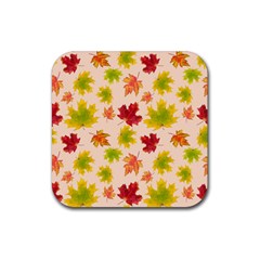 Bright Autumn Leaves Rubber Coaster (square) by SychEva