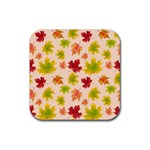 Bright Autumn Leaves Rubber Coaster (Square) Front